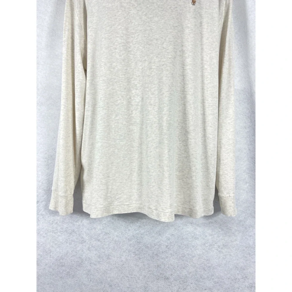 Polo Ralph Lauren Shirt Men's XL Beige T-Shirt Long Sleeves Cotton Crew Neck